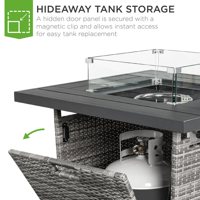 Table de foyer de 32 po en osier au propane de 50 000 BTU avec pare-vent et housse