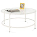 Round Tempered Glass Coffee Table w/ Steel Frame - 36in