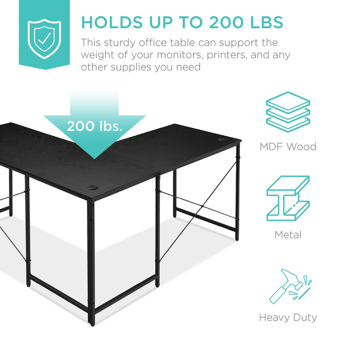 Modular L-Shaped Office Desk w/Customizable Setup - 94.5in