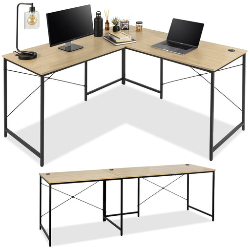 Modular L-Shaped Office Desk w/Customizable Setup - 94.5in