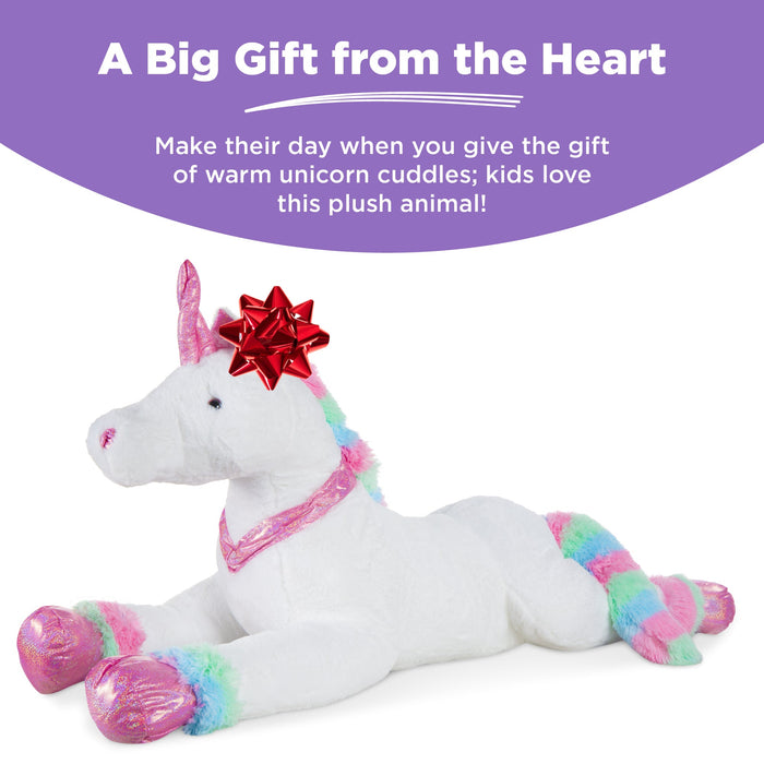 Peluche licorne arc-en-ciel extra large grandeur nature pour enfants avec fourrure douce