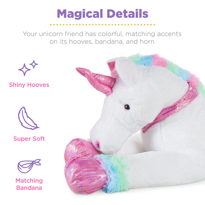 Peluche licorne arc-en-ciel extra large grandeur nature pour enfants avec fourrure douce