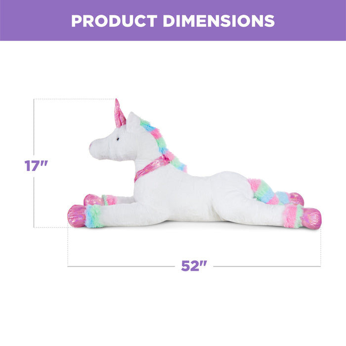 Peluche licorne arc-en-ciel extra large grandeur nature pour enfants avec fourrure douce