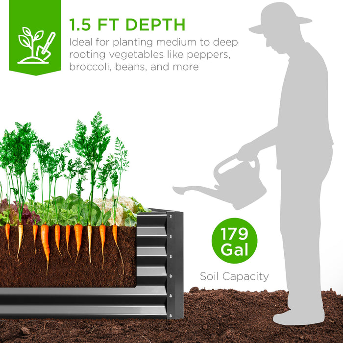 Jardinière surélevée en métal pour légumes, fleurs et herbes aromatiques - 4x4x1,5 pieds