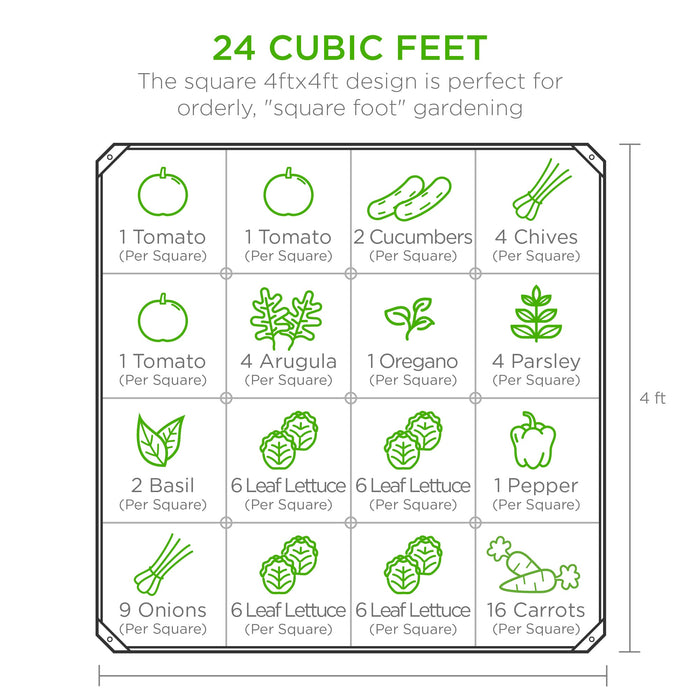 Jardinière surélevée en métal pour légumes, fleurs et herbes aromatiques - 4x4x1,5 pieds