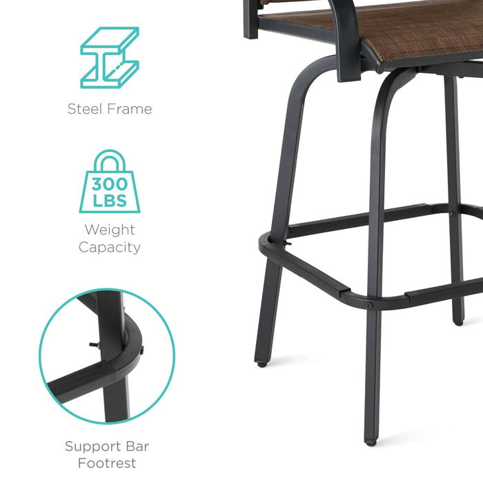 Set of 2 Swivel Barstools w/ 360 Rotation, All-Weather Mesh