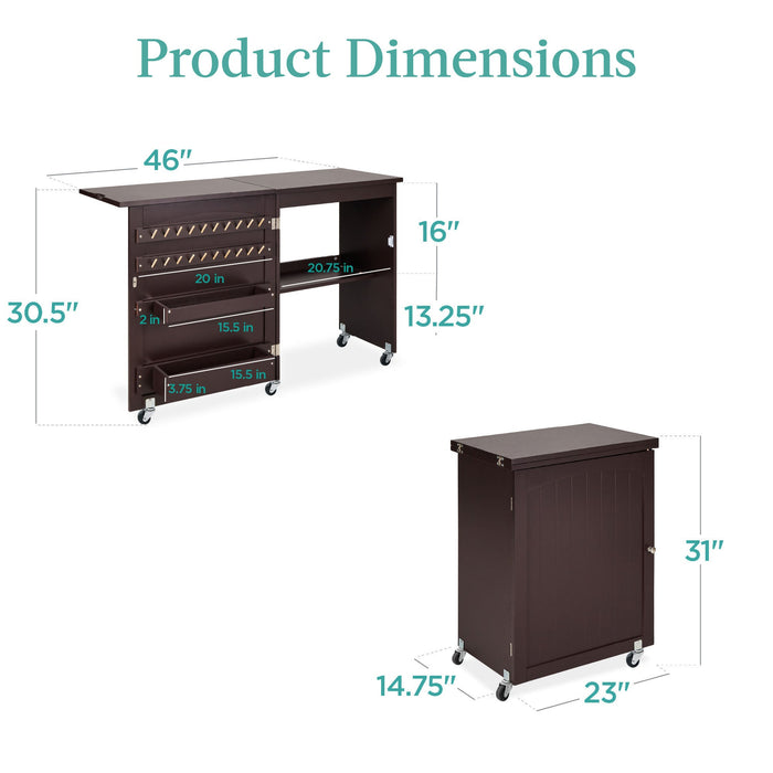 Table de couture pliante, station d'artisanat polyvalente et table d'appoint avec roulettes