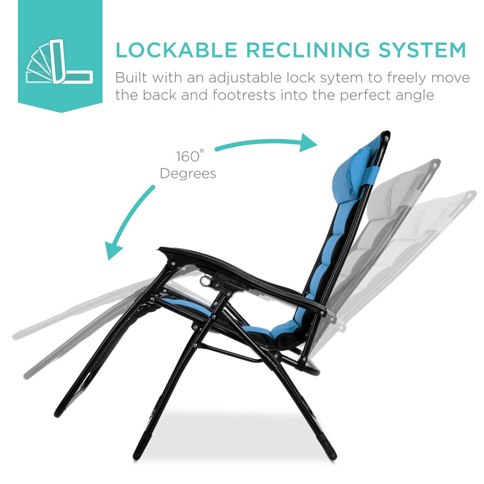 Fauteuil rembourré surdimensionné à gravité zéro, fauteuil inclinable pliable avec appui-tête et plateau latéral