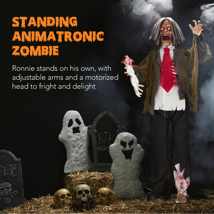 Accessoire d'Halloween zombie animatronique debout Rotten Ronnie - 1,5 m