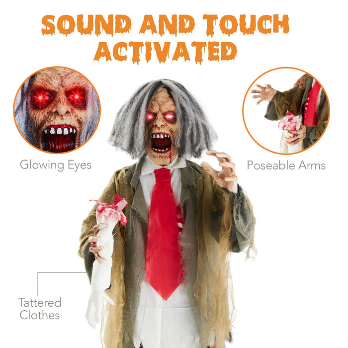 Accessoire d'Halloween zombie animatronique debout Rotten Ronnie - 1,5 m