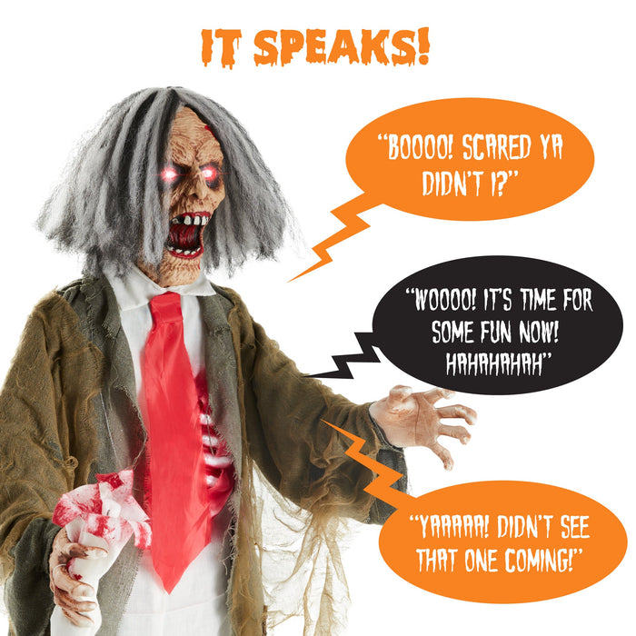 Accessoire d'Halloween zombie animatronique debout Rotten Ronnie - 1,5 m