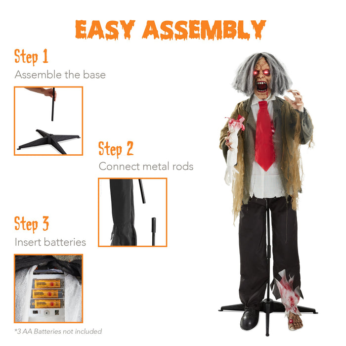 Accessoire d'Halloween zombie animatronique debout Rotten Ronnie - 1,5 m