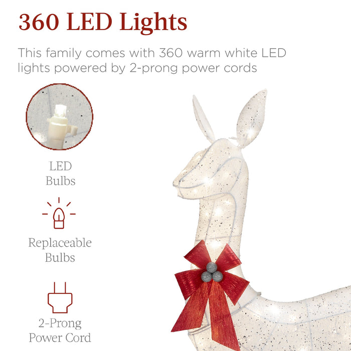 Ensemble de 3 cerfs de Noël illuminés pour décoration extérieure avec lumières LED