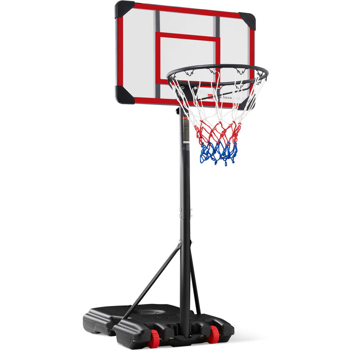 Kids Height-Adjustable Basketball Hoop, Square Backboard w/ 2 Wheels