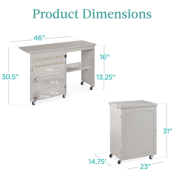 Table de couture pliante, station d'artisanat polyvalente et table d'appoint avec roulettes