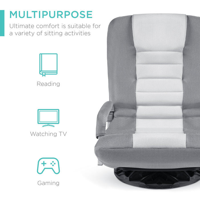 Gaming Floor Chair w/ 360-Degree Swivel, Armrest, Adjustable Backrest