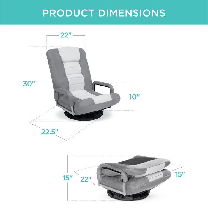 Gaming Floor Chair w/ 360-Degree Swivel, Armrest, Adjustable Backrest