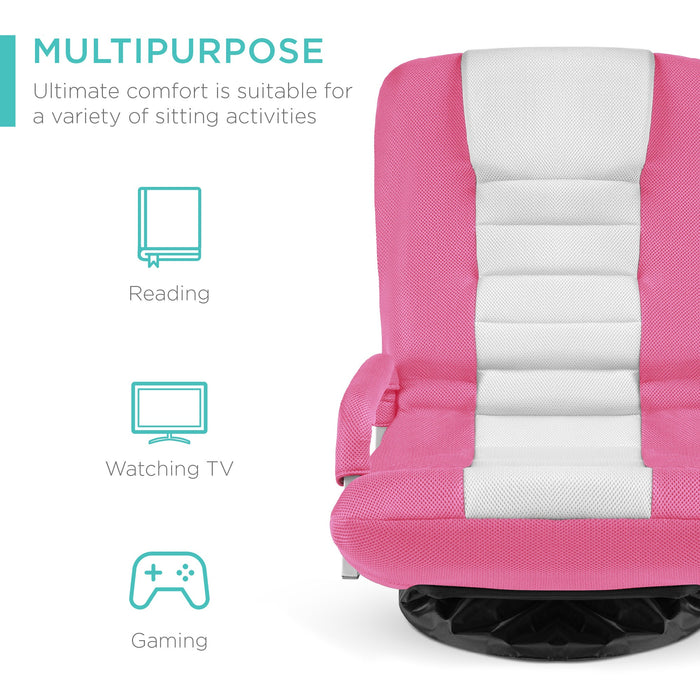 Gaming Floor Chair w/ 360-Degree Swivel, Armrest, Adjustable Backrest