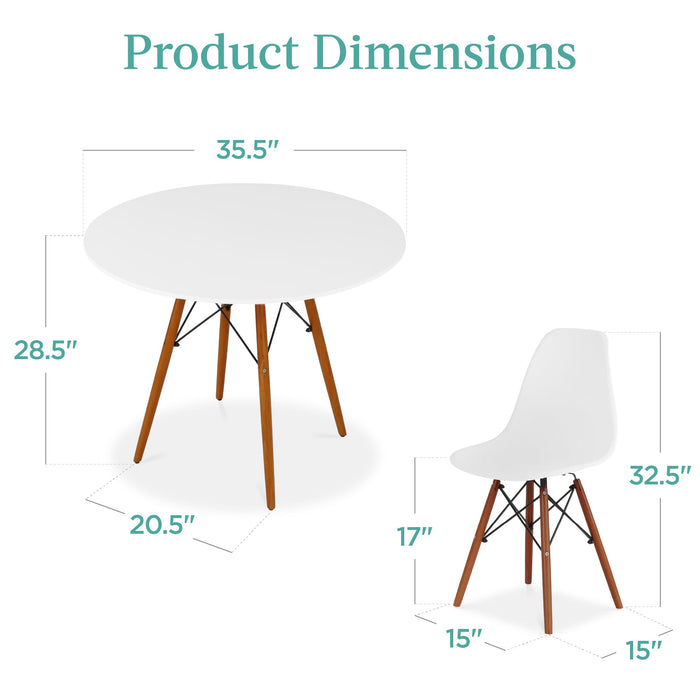 Ensemble de salle à manger moderne du milieu du siècle, 5 pièces, avec 4 chaises, pieds en bois et cadre en métal