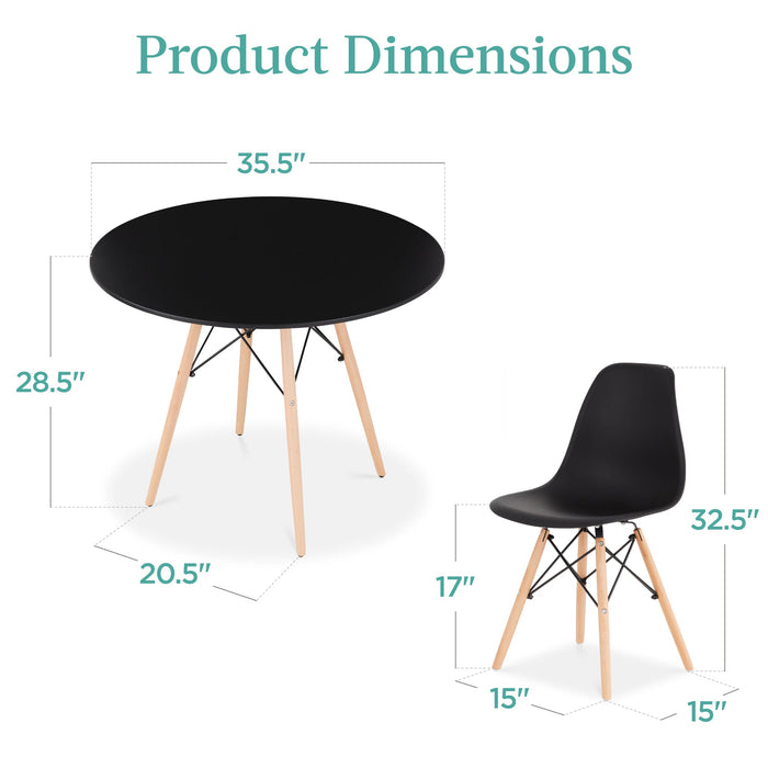 Ensemble de salle à manger moderne du milieu du siècle, 5 pièces, avec 4 chaises, pieds en bois et cadre en métal