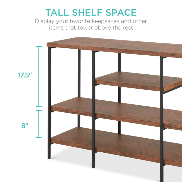 Table console industrielle à 4 niveaux avec étagère haute - 55 po