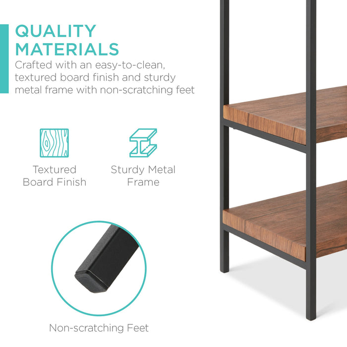 Table console industrielle à 4 niveaux avec étagère haute - 55 po