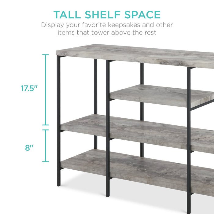 Table console industrielle à 4 niveaux avec étagère haute - 55 po