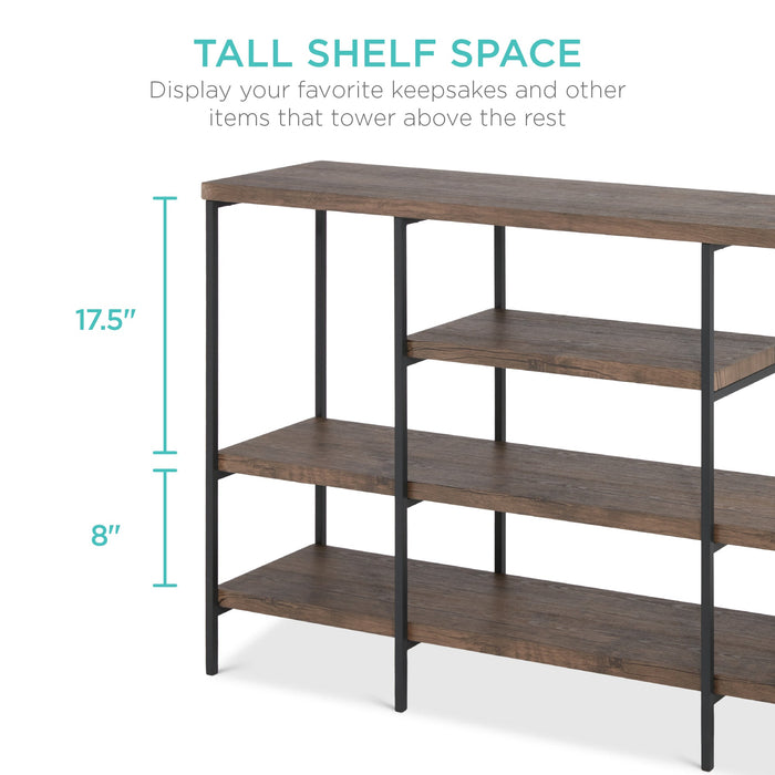 Table console industrielle à 4 niveaux avec étagère haute - 55 po