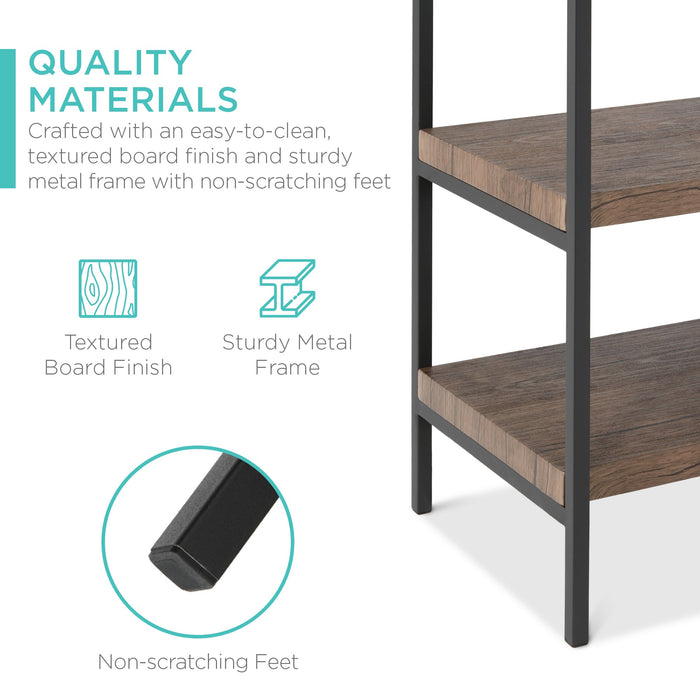 Table console industrielle à 4 niveaux avec étagère haute - 55 po