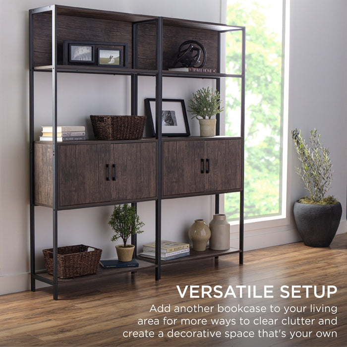 Storage Bookshelf for Living Room, Walkway w/ Cabinet, Elevated Design