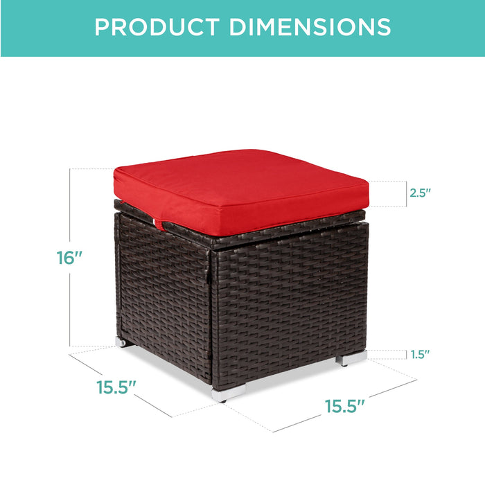 Ensemble de 2 poufs en osier, polyvalents avec coussins amovibles, cadre en acier