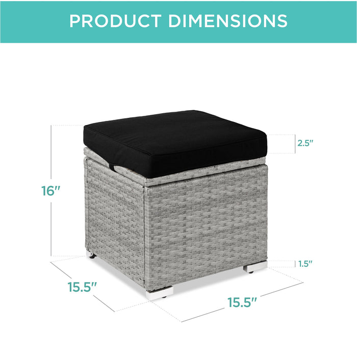 Ensemble de 2 poufs en osier, polyvalents avec coussins amovibles, cadre en acier