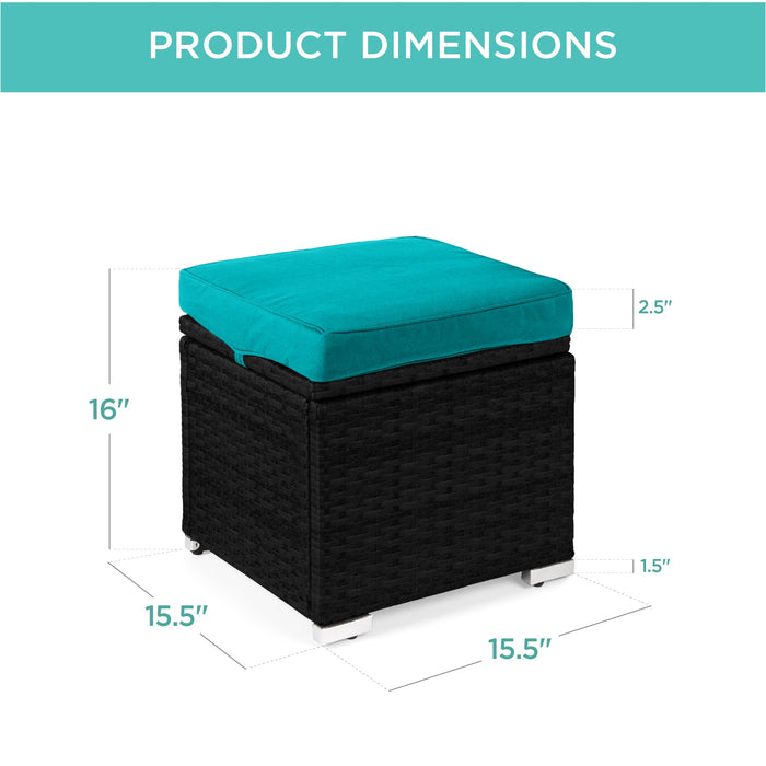 Ensemble de 2 poufs en osier, polyvalents avec coussins amovibles, cadre en acier