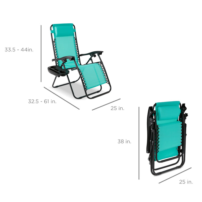 Set of 2 Adjustable Zero Gravity Patio Chair Recliners w/ Cup Holders