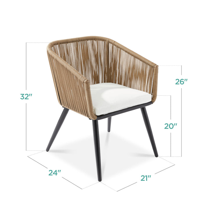 Ensemble de 2 chaises de salle à manger d'intérieur et d'extérieur en osier tressé, capacité de 250 lb