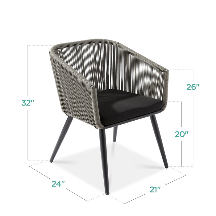 Ensemble de 2 chaises de salle à manger d'intérieur et d'extérieur en osier tressé, capacité de 250 lb