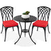 3-Piece Patio Bistro Set w/ Umbrella Hole, 2 Chairs, Polyester Cushions