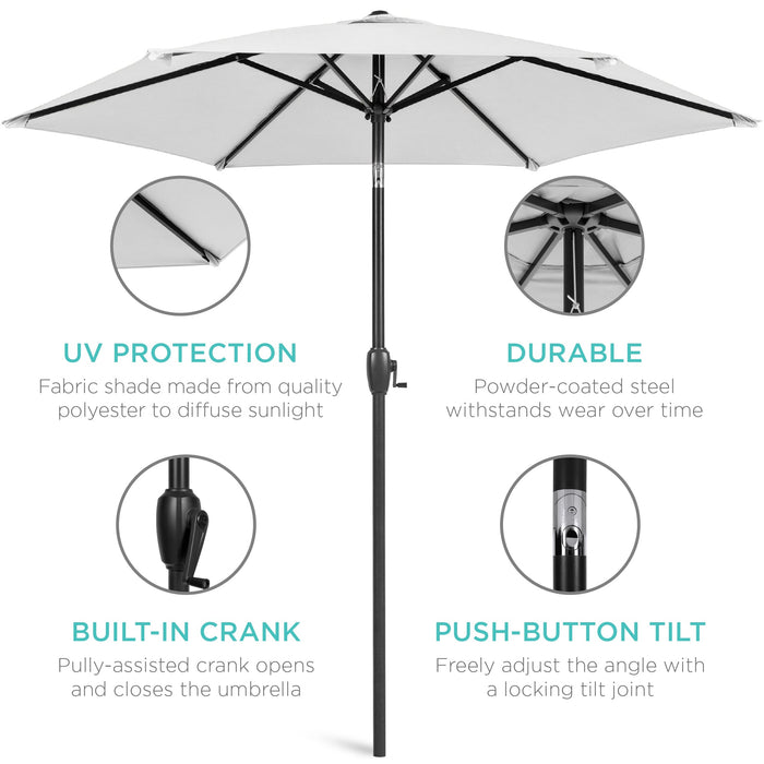 Outdoor Market Patio Umbrella w/ Push Button Tilt, Crank Lift - 7.5ft