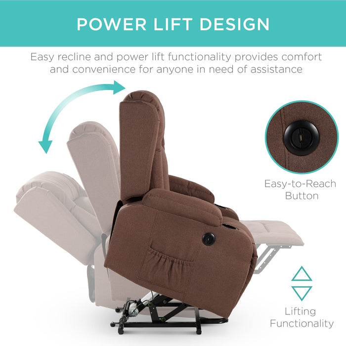 Fauteuil de massage inclinable électrique avec chauffage, port USB et porte-gobelets