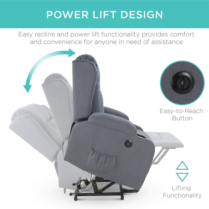 Fauteuil de massage inclinable électrique avec chauffage, port USB et porte-gobelets