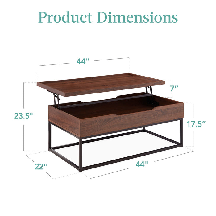 Table basse à plateau relevable avec plateau de table, finition grain de bois - 44 po