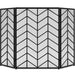 3-Panel Iron Chevron Fireplace Screen w/ Handles - 52x31in