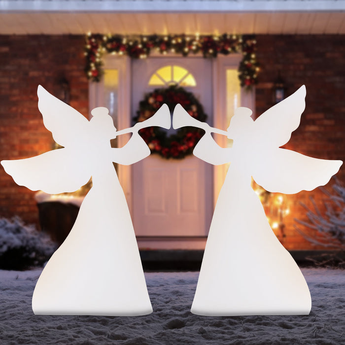 Set of 2 Christmas Angel Yard Decorations w/ Weather-Resistant PVC - 3ft