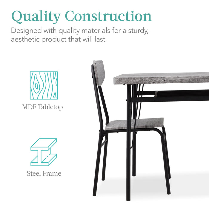 Ensemble de salle à manger moderne 6 pièces avec étagères de rangement, table, banc, 4 chaises - 55 po