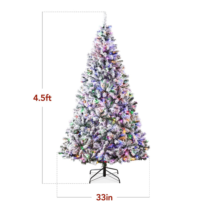 Sapin de Noël artificiel floqué de neige pré-éclairé avec lumières multicolores