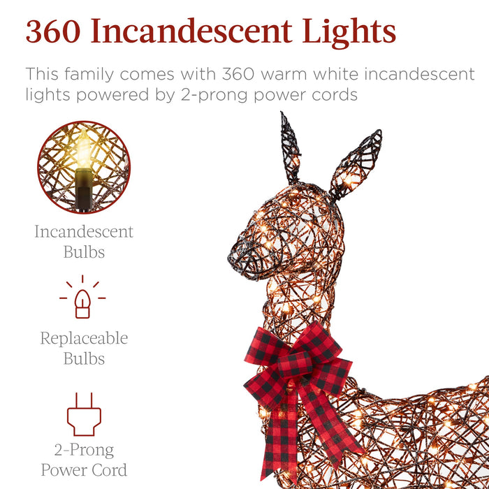 Ensemble de 3 cerfs de Noël illuminés pour décoration extérieure avec lumières LED