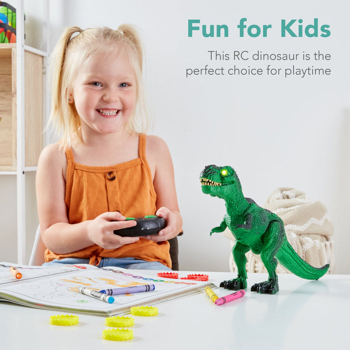 Dinosaure T-Rex télécommandé pour enfants avec yeux LED lumineux et sons rugissants