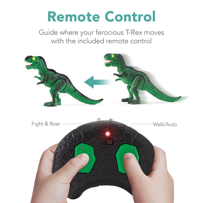 Dinosaure T-Rex télécommandé pour enfants avec yeux LED lumineux et sons rugissants