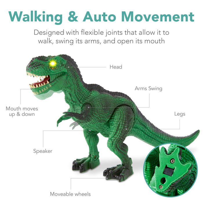 Dinosaure T-Rex télécommandé pour enfants avec yeux LED lumineux et sons rugissants