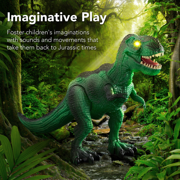 Dinosaure T-Rex télécommandé pour enfants avec yeux LED lumineux et sons rugissants